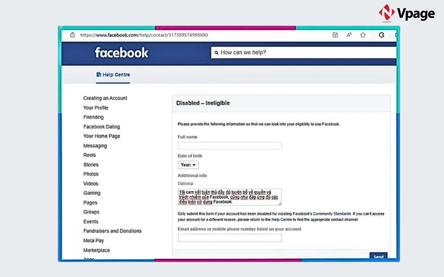 Khôi phục tài khoản khi bị báo cáo chưa đủ tuổi